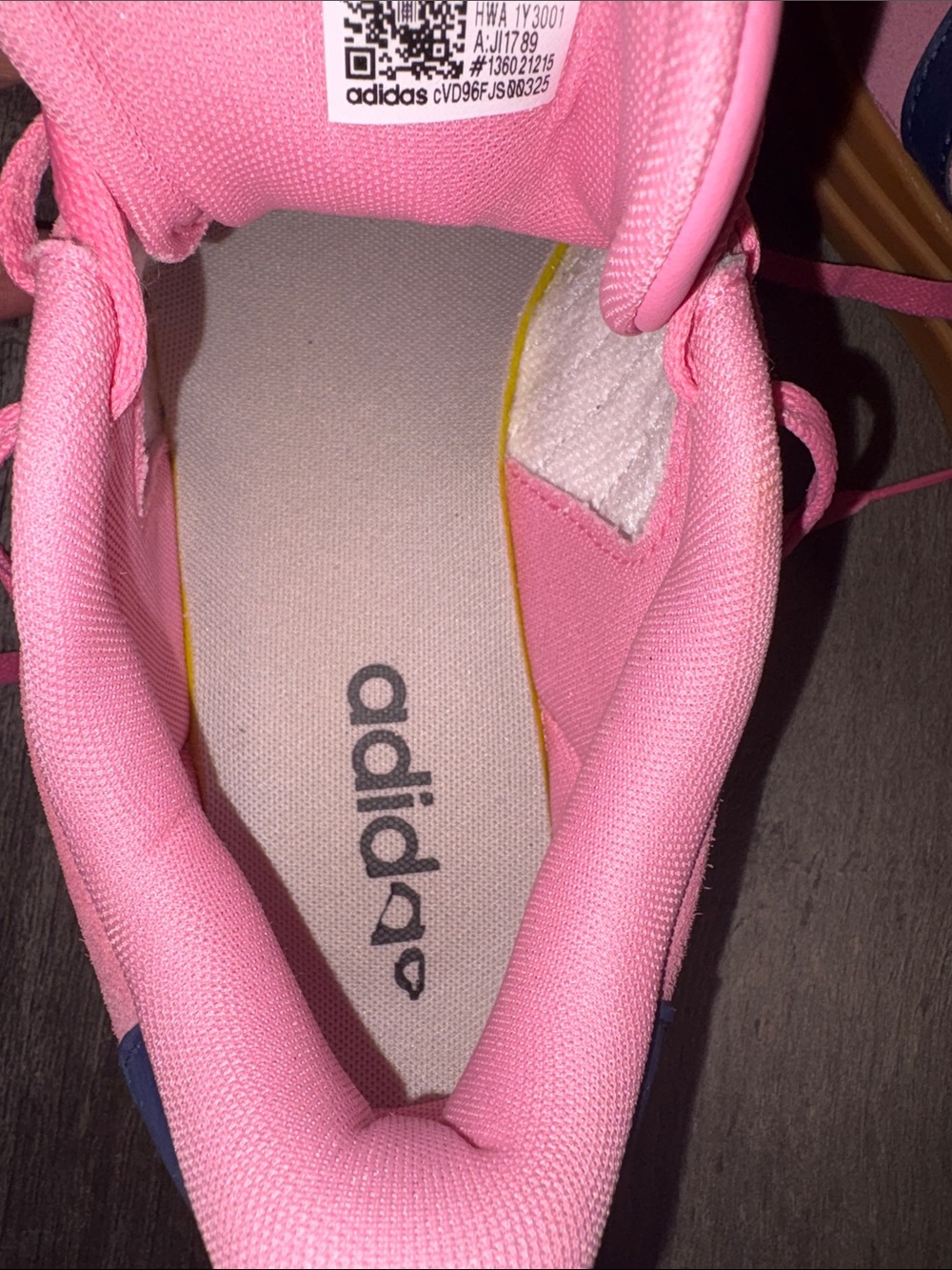 adidas Originals Pink Suede Sneakers with Navy Stripes and Gum Outsole - Picture 9 of 10